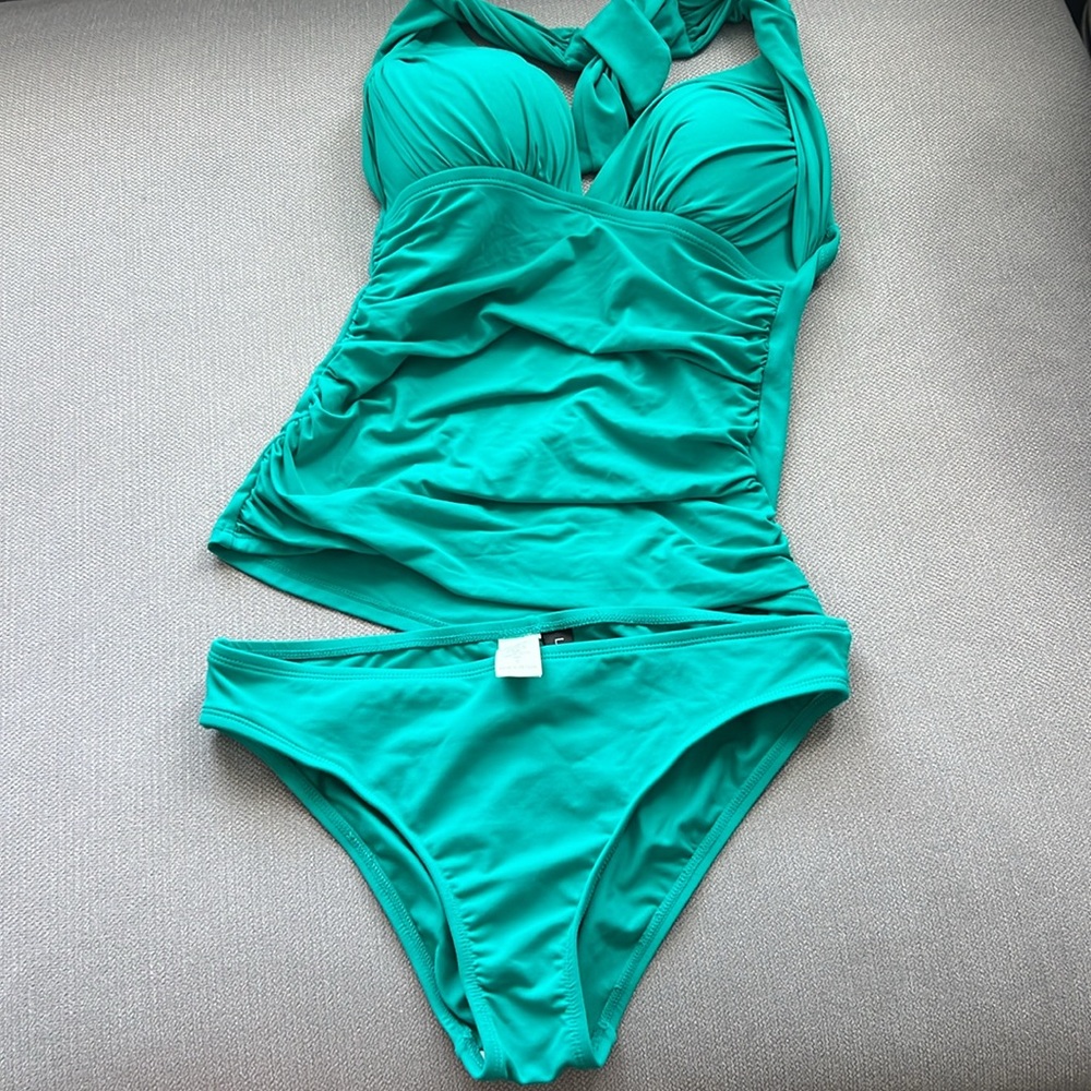La Blanca Island Goddess Halter Tankini Top and bottom bikini set